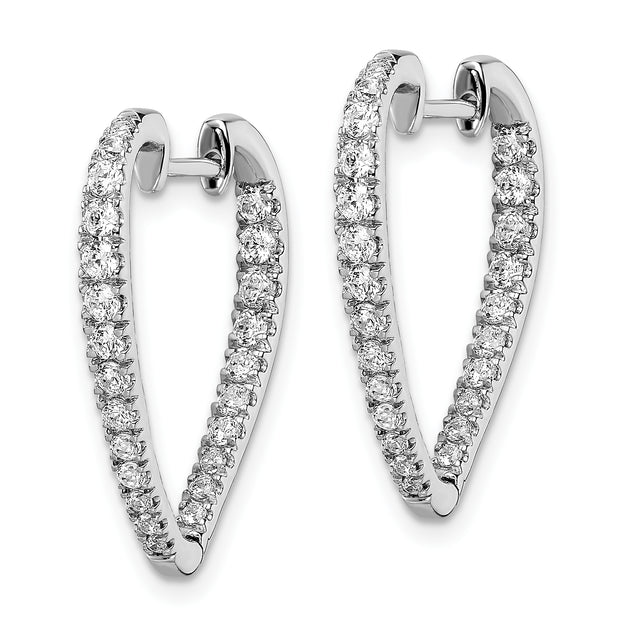 14k White Gold Polished Diamond In & Out Hoop Earrings