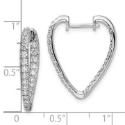 14k White Gold Polished Diamond In & Out Hoop Earrings