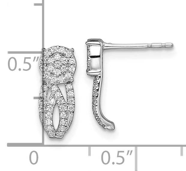 14k White Gold Fancy Vintage Diamond Post Earrings
