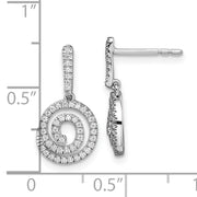 14k White Gold Circle Swirl Diamond Dangle Post Earrings