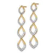 14k Polished Dangle Diamond Post Earrings