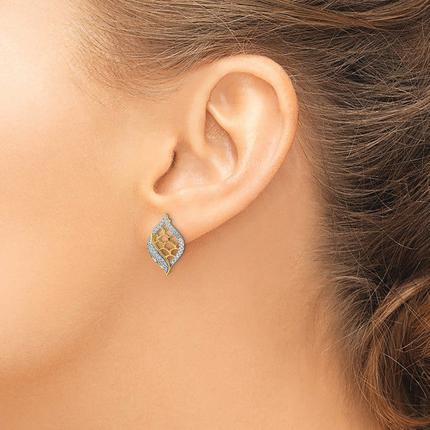 14k Polished Fancy Diamond Post Earrings