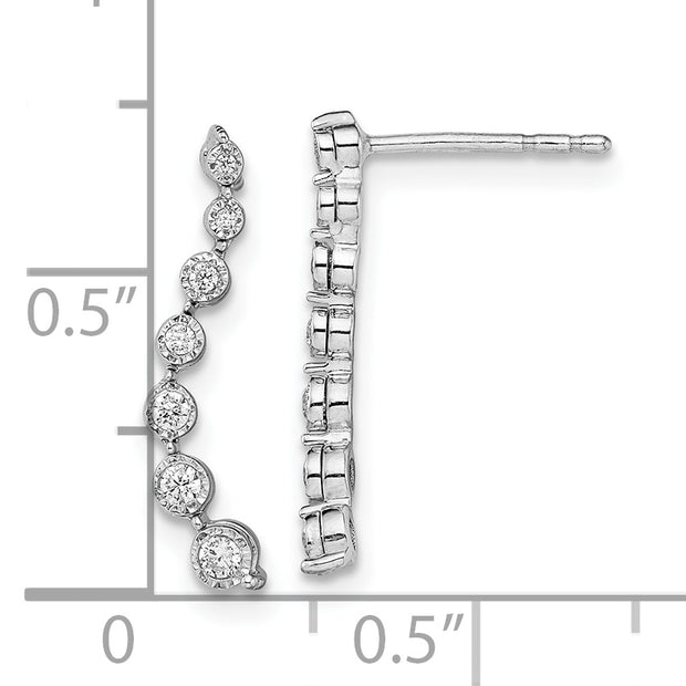 14k White Gold Graduating Diamond Post Earrings