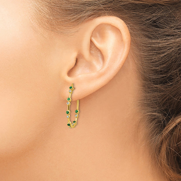 14K TRUE ORIGIN Lab Grown Diamond VS DEF Emerald Earrings