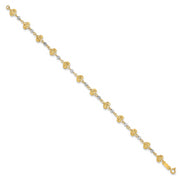 14K Two Tone D/C Heart Link Bracelet