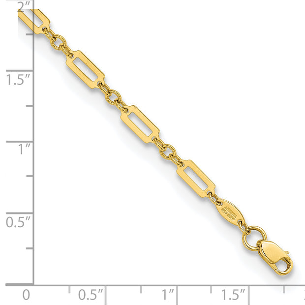14K Polished Fancy Rectangle Link 7.5in Bracelet