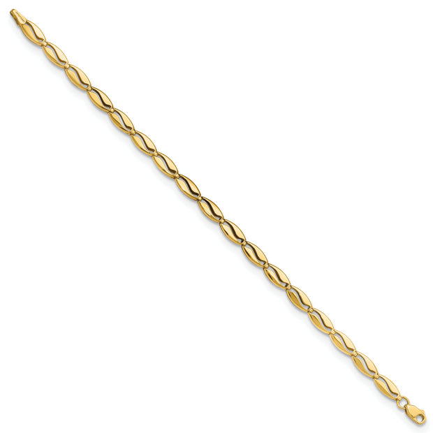 14K Polished Wavy Link 7.5in Bracelet