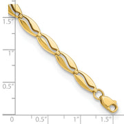 14K Polished Wavy Link 7.5in Bracelet
