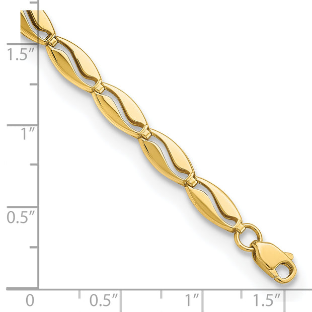 14K Polished Wavy Link 7.5in Bracelet