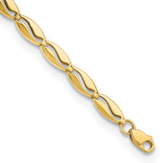 14K Polished Wavy Link 7.5in Bracelet