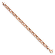 14K Rose Gold Polished And Textured Fancy Link Bracelet