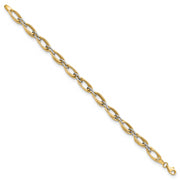 14K Two-tone Polished Fancy Link 8in Bracelet