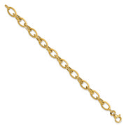 14K Polished & Satin Fancy Link Bracelet