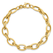 14K Polished & Satin Fancy Link Bracelet