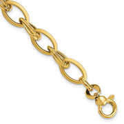 14K Polished & Satin Fancy Link Bracelet