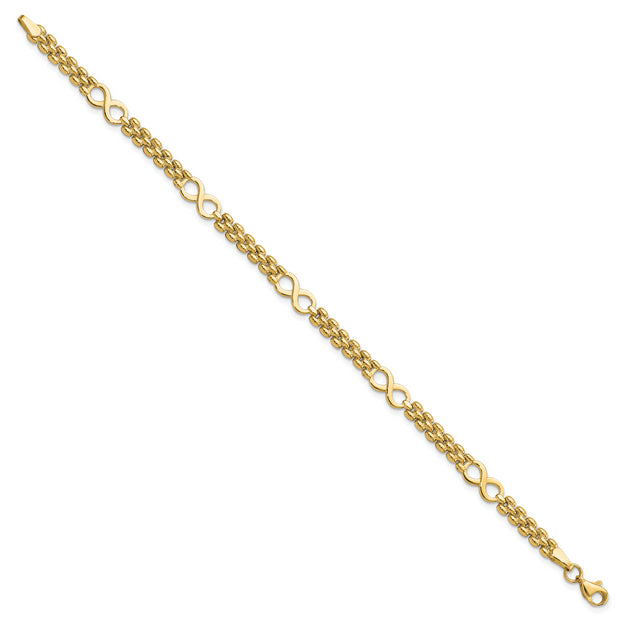 14K Polished Infinity and Fancy Link 7.5in Bracelet