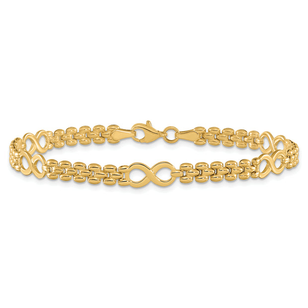 14K Polished Infinity and Fancy Link 7.5in Bracelet