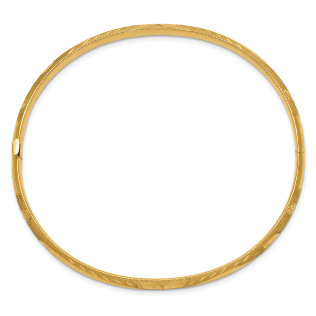 14k 3/16 Oversize Florentine Engraved Hinged Bangle Bracelet