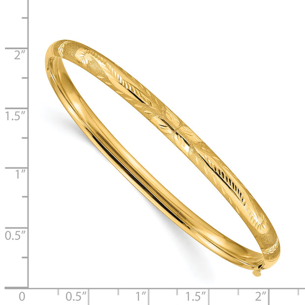 14k 3/16 Oversize Florentine Engraved Hinged Bangle Bracelet