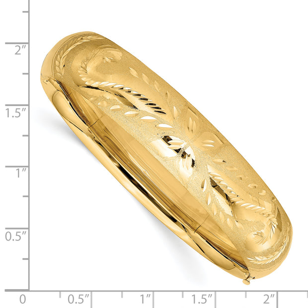 14k 9/16 Oversize Florentine Engraved Hinged Bangle Bracelet