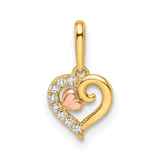 14k Two-tone Madi K CZ Hearts Pendant