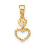 14k Madi K CZ Hearts Dangle Pendant