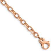 14k Rose Gold 5.0mm Fancy Link w/ Ridged Edges Bracelet