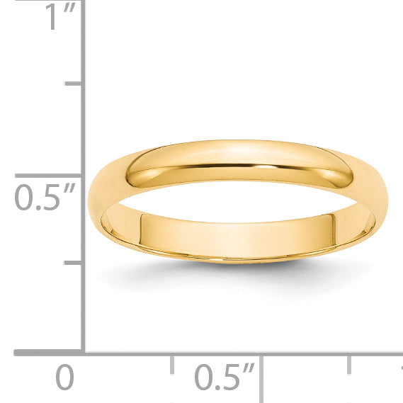 14KY 3mm Lightweight Half Round Band
