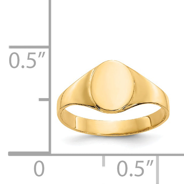 14k High Polished Oval Closed Back Baby Signet Ring