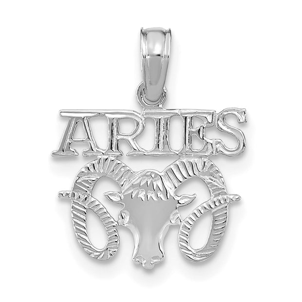 14k WG ARIES Zodiac Charm