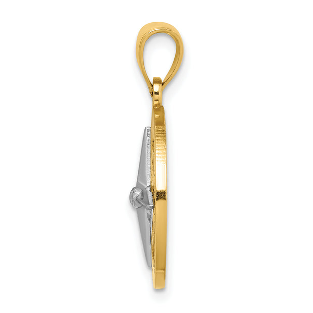 14K Nautical Compass w/White Gold Needle Charm