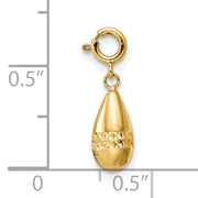 14K Polished Diamond-cut Teardrop w/ Spring Ring Clasp Charm