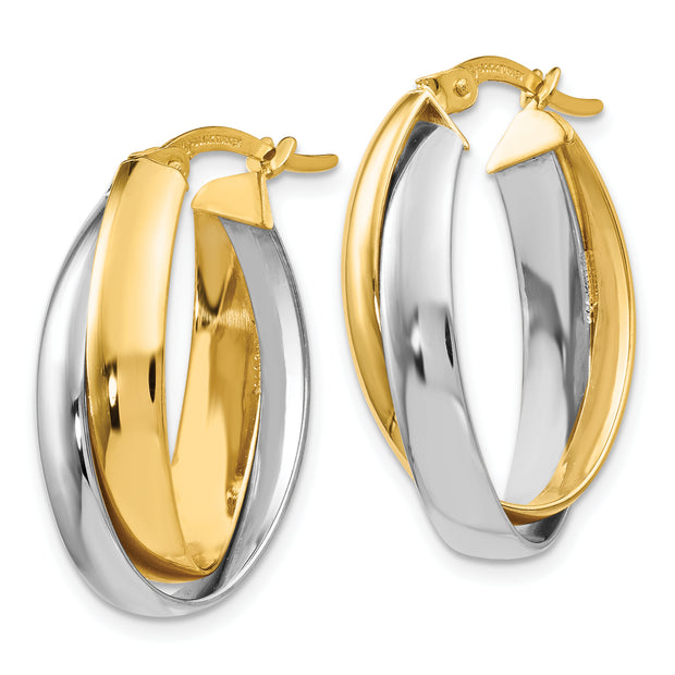 Leslie's 14K Two-tone Polished Double Oval Hoop Earrings