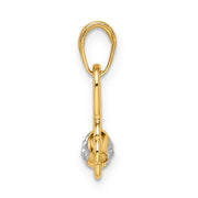 14k w/ White Rhodium Diamond-cut 3D Flower Pendant