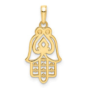 14k & White Rhodium D/C Spade Symbol Hamsa Pendant