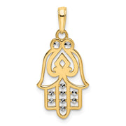 14k & White Rhodium D/C Spade Symbol Hamsa Pendant
