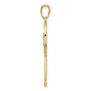 14k and White Rhodium Flowers Key Pendant