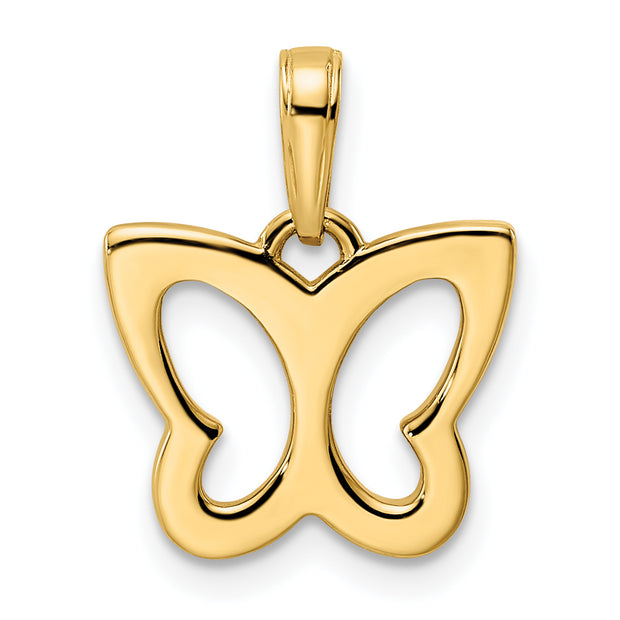 14k and White Rhodium Diamond-cut Butterfly Pendant