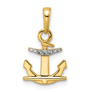 14k/White Rhodium D/C Anchor Pendant