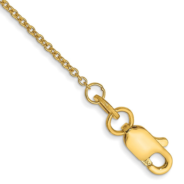 14k 1mm Round Open Link Cable Chain Anklet