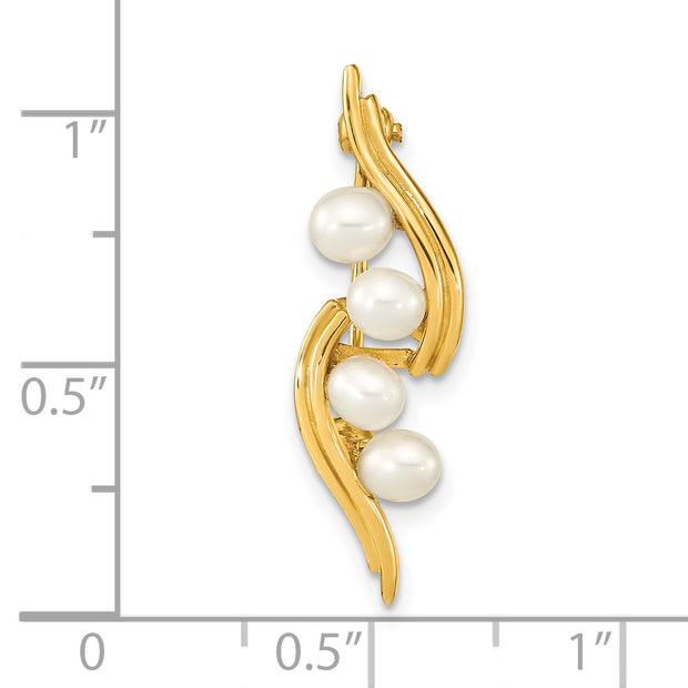 14K 4-5mm Teardrop White FWC Pearl Brooch