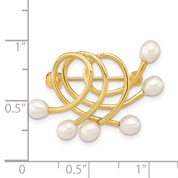 14K 4-5mm Teardrop White FWC Pearl Brooch