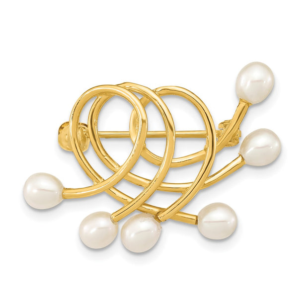 14K 4-5mm Teardrop White FWC Pearl Brooch