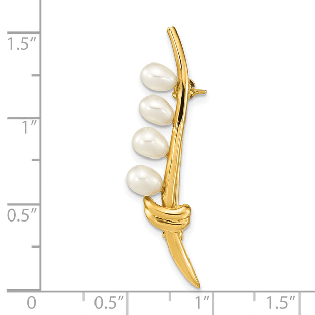 14K 4-5mm Teardrop White FWC Pearl Brooch