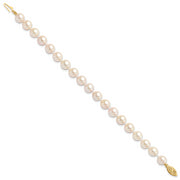 14k 7-8mm Round White Saltwater Akoya Cultured Pearl Bracelet