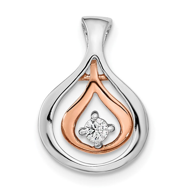 14k Two-tone Polished Fancy Diamond Chain Slide