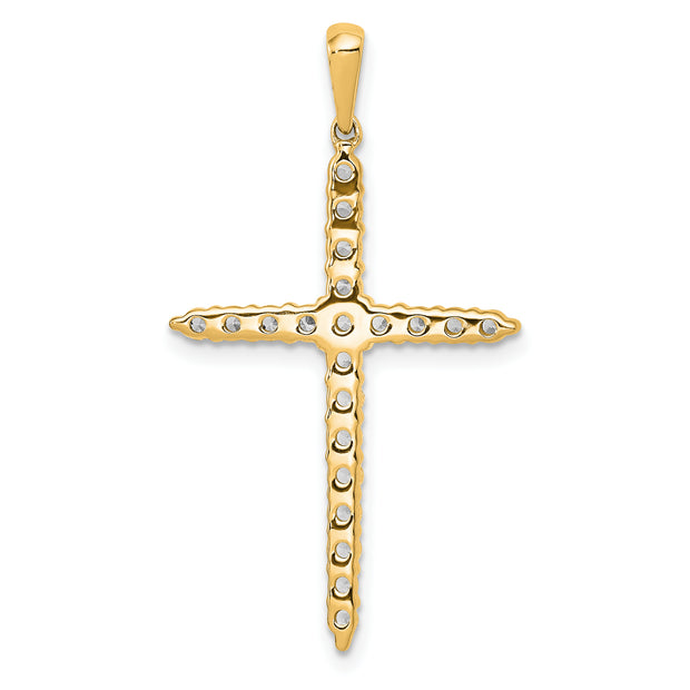 14ky Polished Lab Grown Diamond VS/SI FGH Cross Pendant w/ chain
