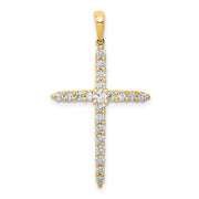 14ky Polished Lab Grown Diamond VS/SI FGH Cross Pendant w/ chain
