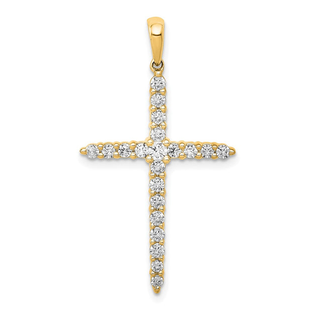 14ky Polished Lab Grown Diamond VS/SI FGH Cross Pendant w/ chain