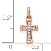 14K Rose Gold Small 1/20ct. Diamond Latin Cross Pendant
